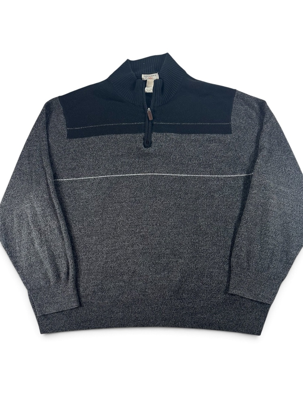 Dockers Men's XXL Charcoal and Black Half-Zip Sweater